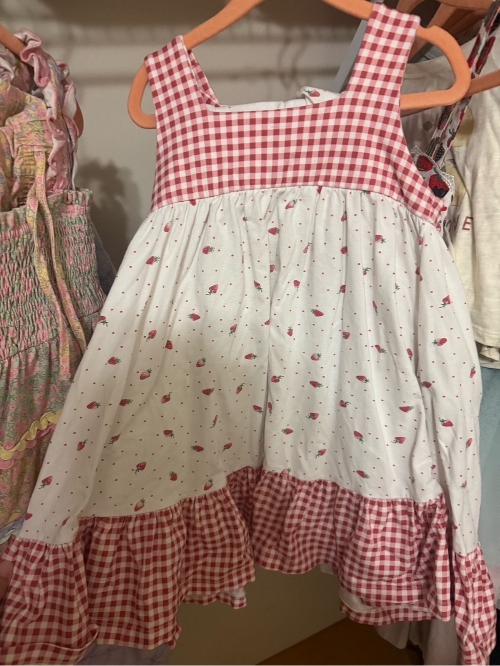 Well Dressed Wolf Pink Gingham & Strawberry-Print Sundress